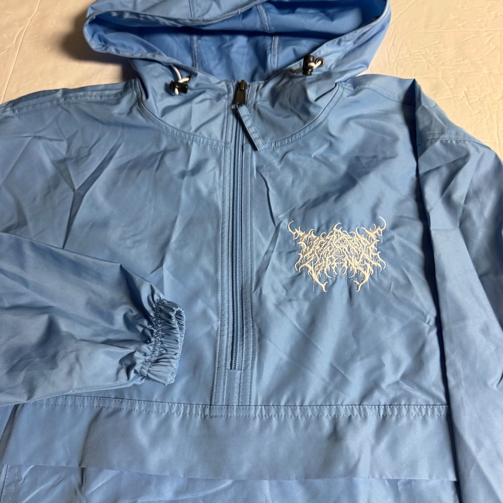 Champion Women Blue Quarter Zip Anorak Windbreaker Jacket Embroidered Graphic S